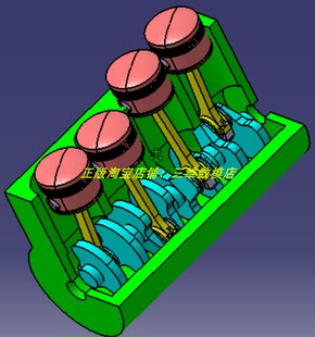 L4直列四缸发动机活塞曲轴瓦曲柄连杆缸体Catia 3D三维几何数模型