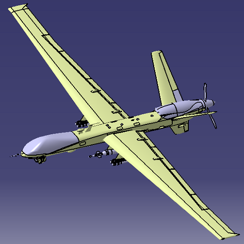 5米攻击型固定机翼无人机飞机uav外观造型3d三维几何数模型stp
