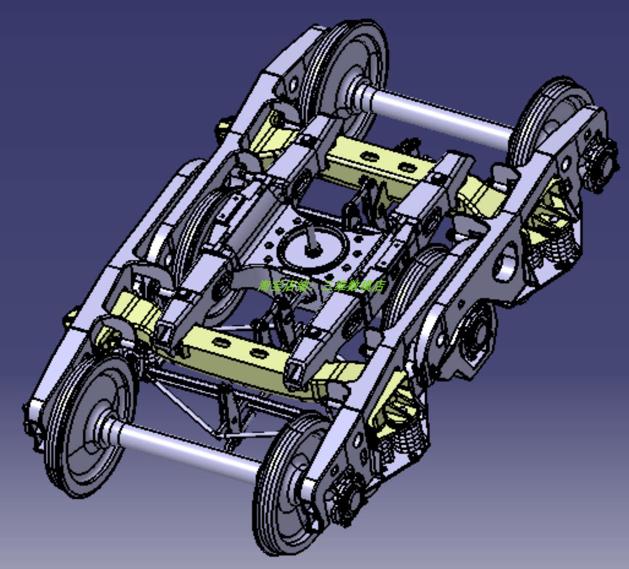 火车高铁底盘转向架3d三维几何数模型列车轮子弹簧减震悬架地铁