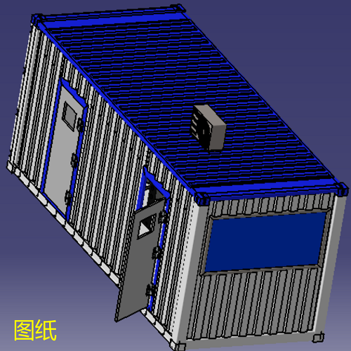移动式汽车载办公车厢集装箱3D三维几何数模型空调板房办公桌椅子