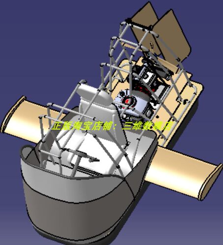 3米家用 气垫船 小型单座椅子螺旋桨鼓风机3D三维几何模型数模stp