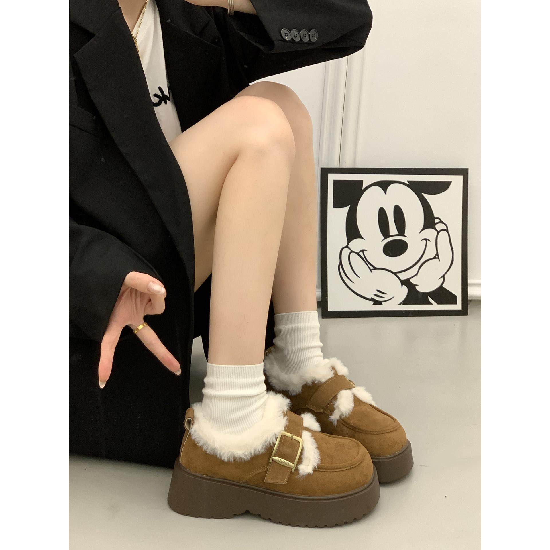 厚底加绒勃肯鞋女2025新款秋冬保暖英伦风复古百搭乐福棉鞋子,女鞋,勃肯鞋/软木鞋,淘宝优惠券,粉丝福利购,淘宝优惠卷