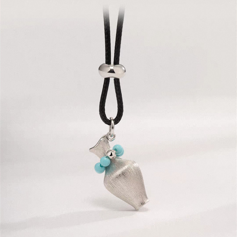 绿松石拉丝花瓶项链女