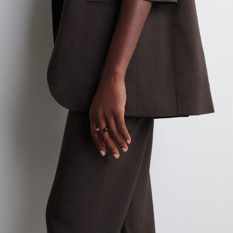 天然石圆球开口戒指女