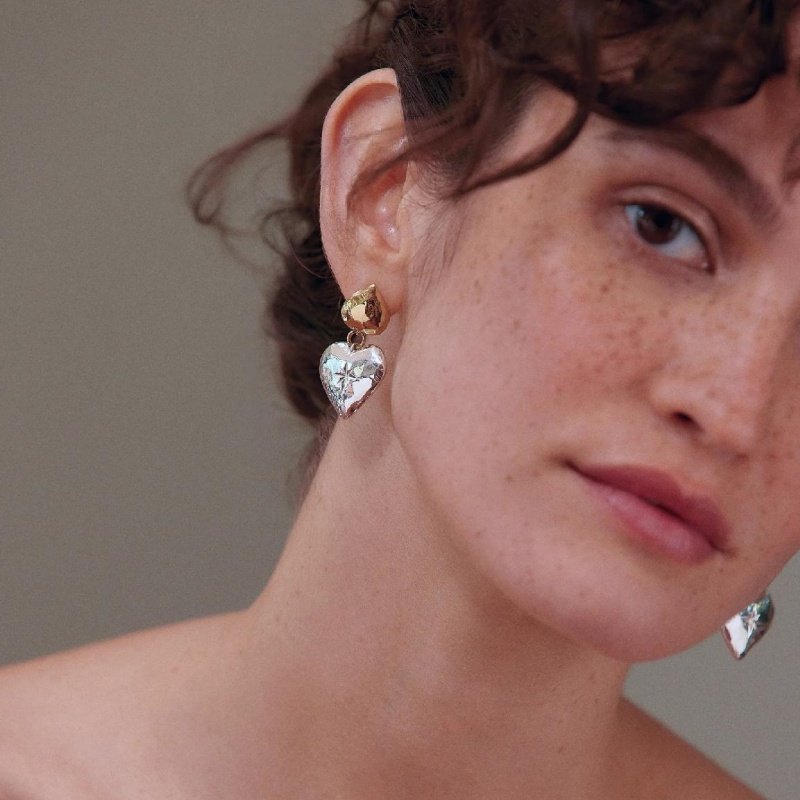 北极星拼色爱心耳环女轻奢小众设计高级感心形金属肌理耳坠耳饰,饰品/流行首饰/时尚饰品新,耳环,淘宝优惠券,粉丝福利购,淘宝优惠卷