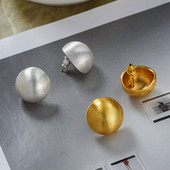 半球金属拉丝银针耳钉女轻奢高级感时尚 百搭银色金色耳环耳饰耳夹