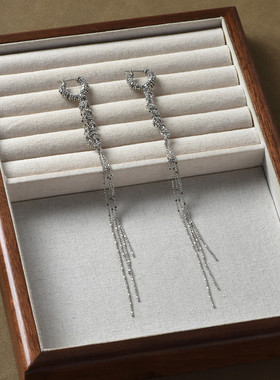 长款缠绕编织流苏耳环女法式轻奢小众设计高级感耳坠耳线耳饰项链