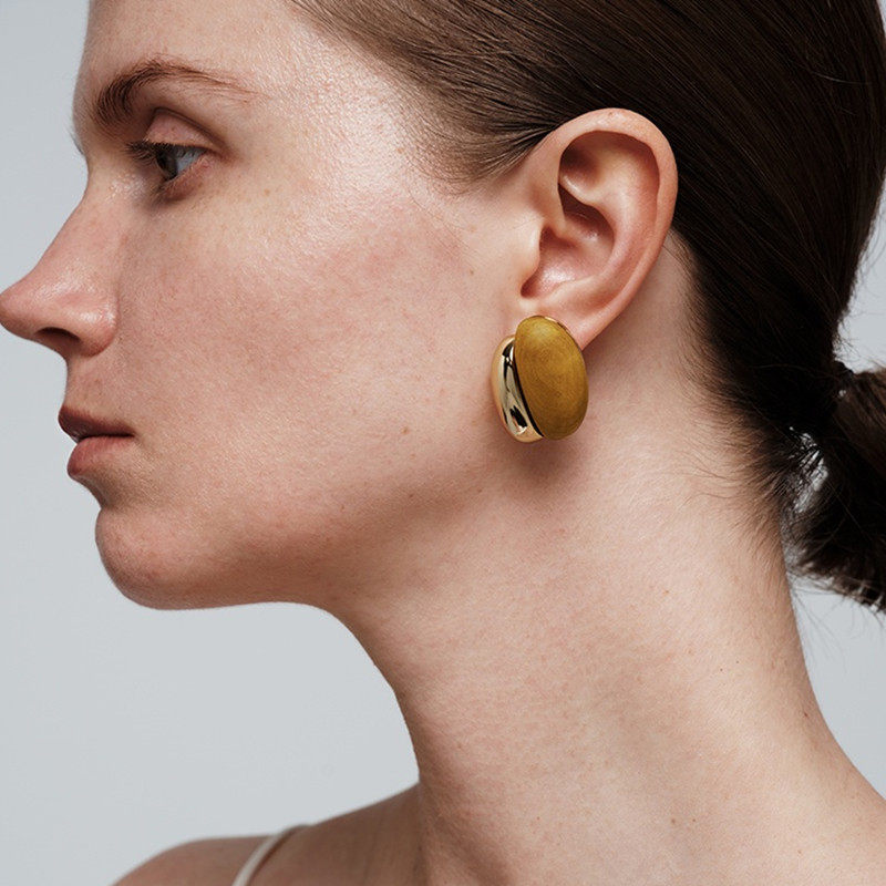 金丝楠木拼接蚕豆耳环女新中式轻奢小众设计高级感复古耳钉耳饰,饰品/流行首饰/时尚饰品新,耳环,淘宝优惠券,粉丝福利购,淘宝优惠卷