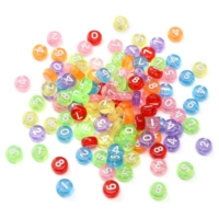 0) Акриловые бусины с цифрами | 4x7 мм, диаметр отверстия около 1 мм, яркий цвет и белый, около 100 шт./упак.