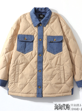 Lee羽绒服女23冬季新拼接保暖中长款外套LWT006686203324-A04733