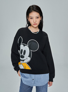 Lee卫衣女23春秋牛仔拼接迪士尼米奇联名LWT0053083RV00F-K11000