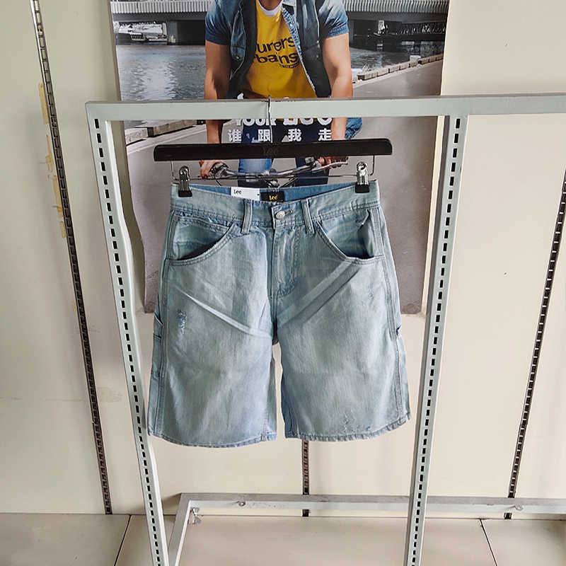 Lee牛仔短裤男2021夏季新品浅蓝色轻薄水洗牛仔短裤LMR9035DB78V