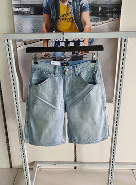 Lee牛仔短裤男2021夏季新品浅蓝色轻薄水洗牛仔短裤LMR9035DB78V