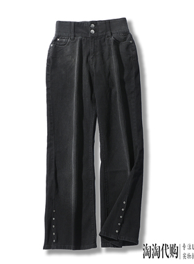 Lee牛仔裤女士23秋冬新款黑灰高腰喇叭裤LWB100427203297-898L00