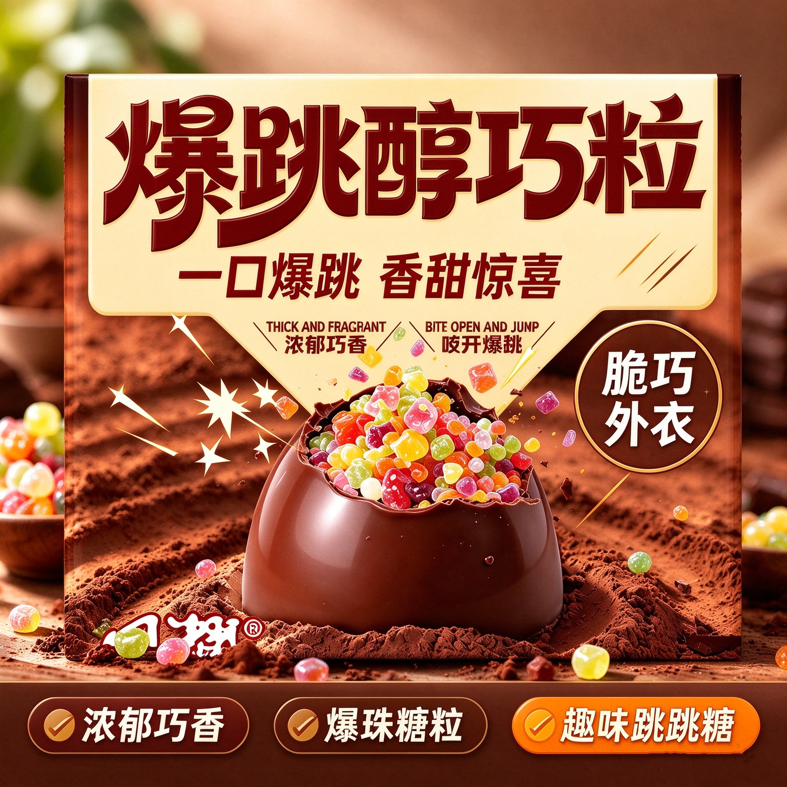 爆跳醇巧粒松露夹心巧克力