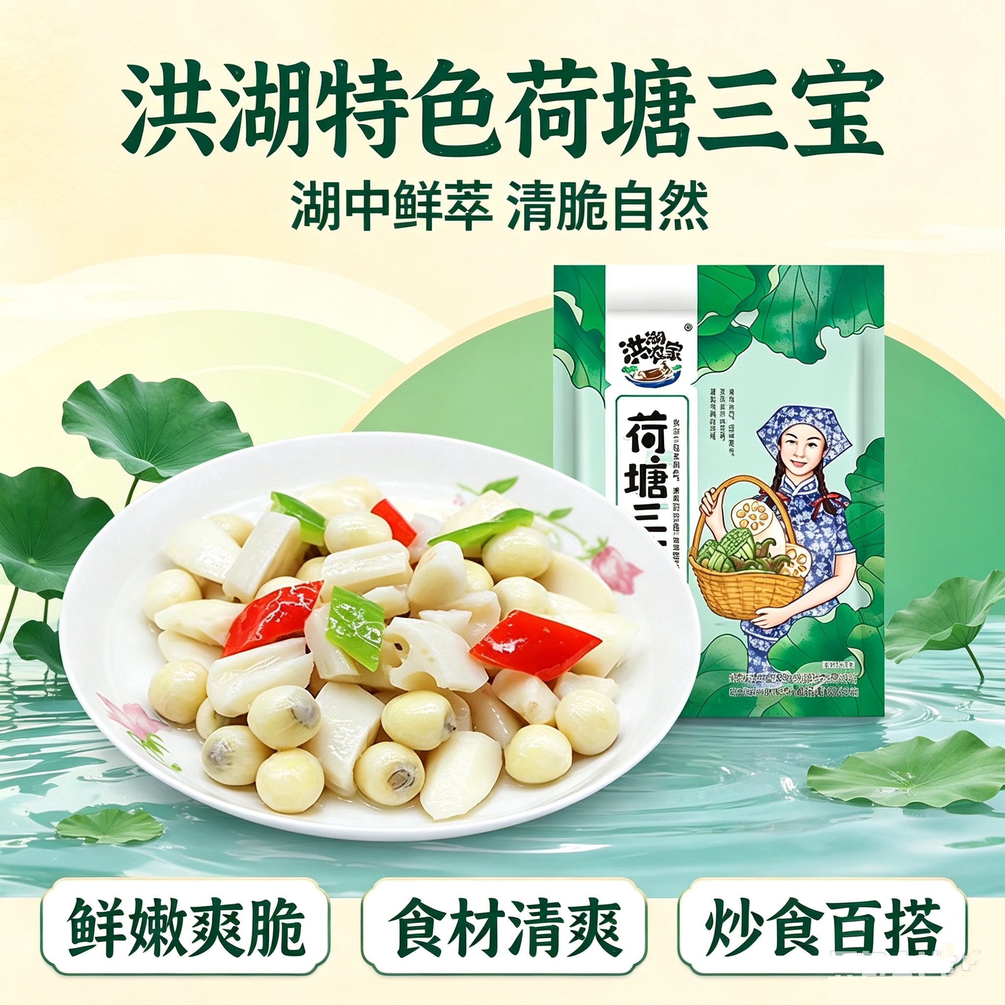 华贵洪湖莲藕丁450g半成品