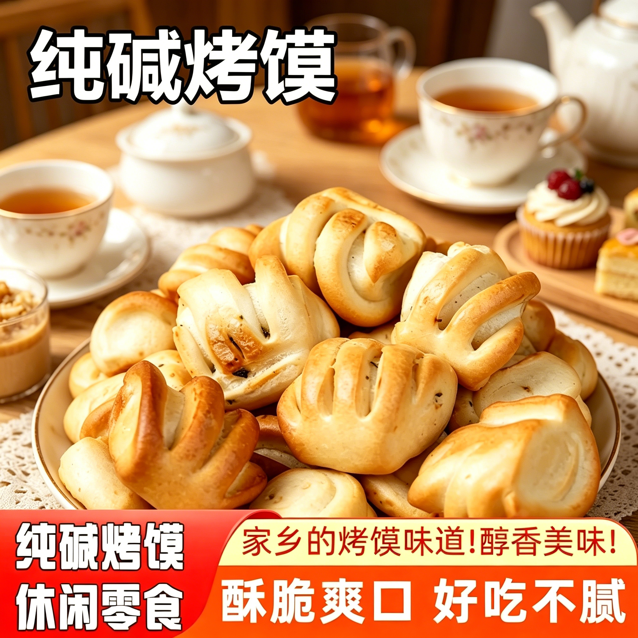 子灵山西纯碱烤馍即食烤花卷500g