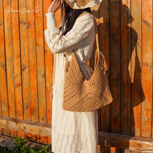 【夏木流苏】慵懒风镂空编织棉绳复古女包流苏休闲旅行拍照单肩包