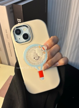 小红书同款旋转羽毛球拍适用于红米K80Pro古董白手机壳支架K70pro防摔K50硅胶K40新款卡通note13pro保护套K30