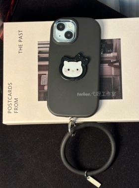 kitty猫支架适用于红米K80Pro黑色椭圆手机壳新款手环K70银框K60硅胶女款note10保护套K40s可爱KT猫note10