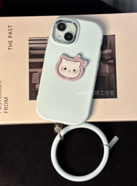 kitty猫支架适用于红米K80Pro蓝色椭圆手机壳新款手环K70银框K60硅胶女款note10保护套K40s可爱KT猫note10