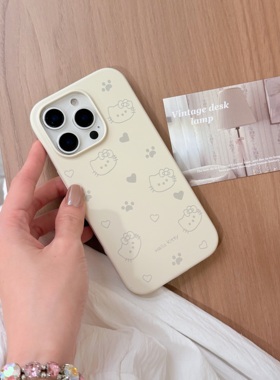 可爱HelloKitty猫爪苹果16promax手机壳古董白新款液态硅胶iphone15promax防摔1413潮牌女款12卡通软糯外壳