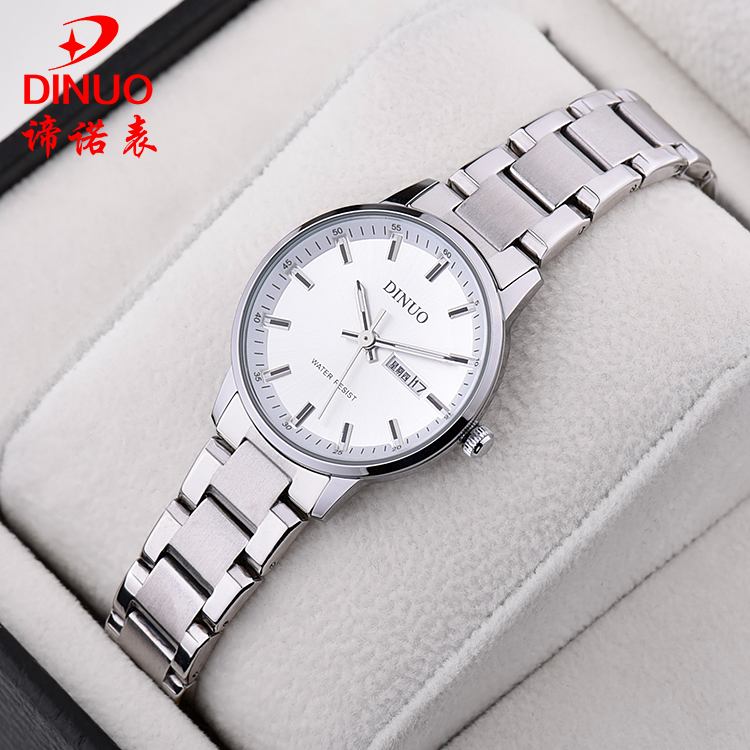 正品谛诺手表双历石英表防水女表