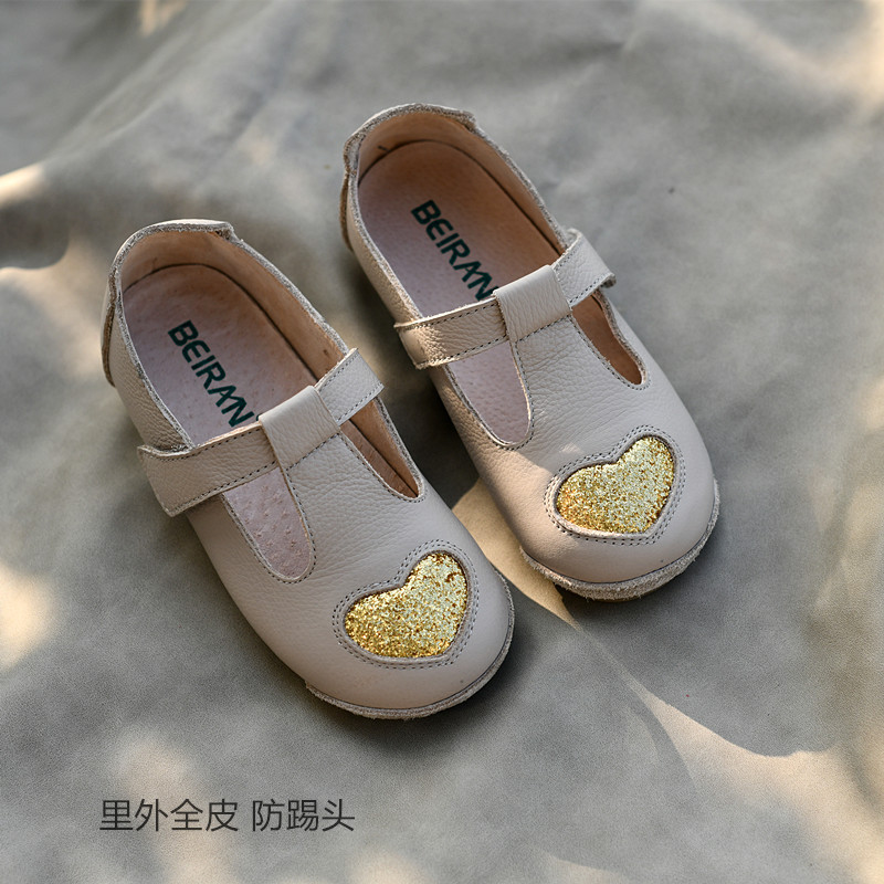 女童牛皮皮鞋真皮软底公主春秋