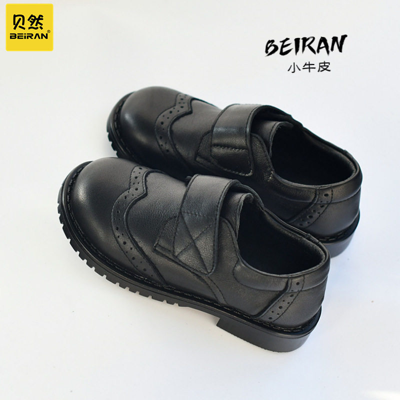 春秋款校园皮鞋软底防滑黑色