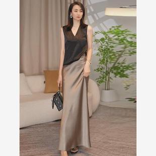 套装 新款 时尚 裙女2025夏季 上衣高腰半身裙两件套 法式 气质显瘦无袖