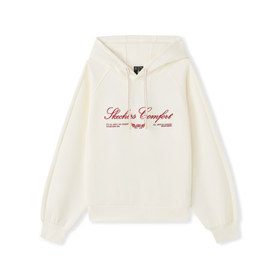 Skechers斯凯奇新年款女士秋冬季宽松针织连帽套头卫衣L126W006