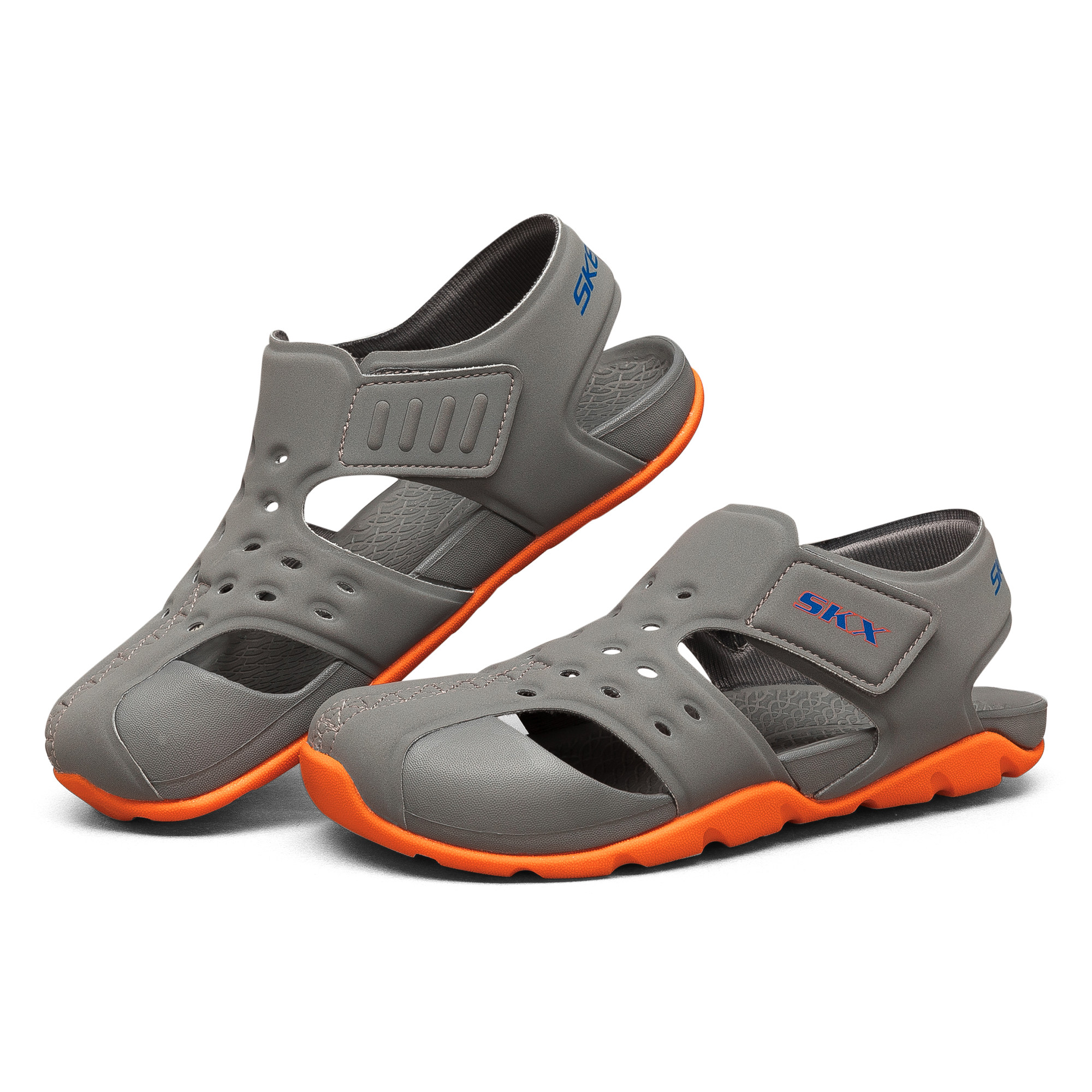 Skechers斯凯奇男童夏季新款魔术贴镂空凉鞋简约耐磨休闲鞋92330L