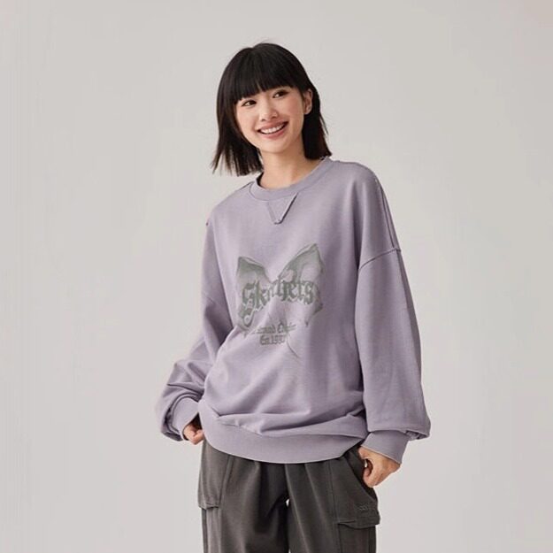Skechers斯凯奇男女同款秋季复古简约宽松针织套头衫卫衣L325U048
