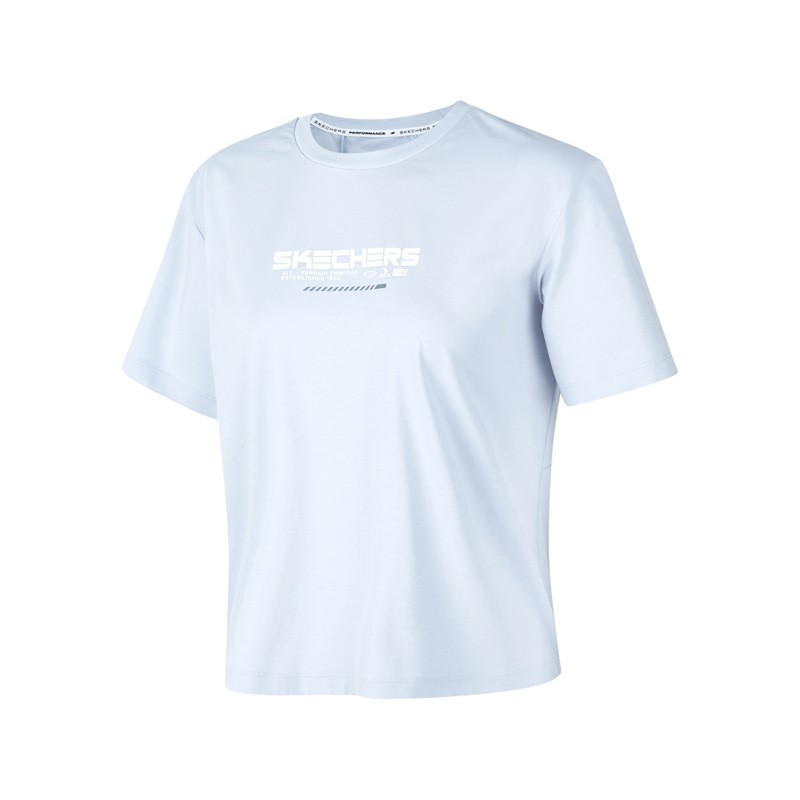 Skechers斯凯奇夏季新款女子短袖圆领针织休闲运动T恤衫P224W049