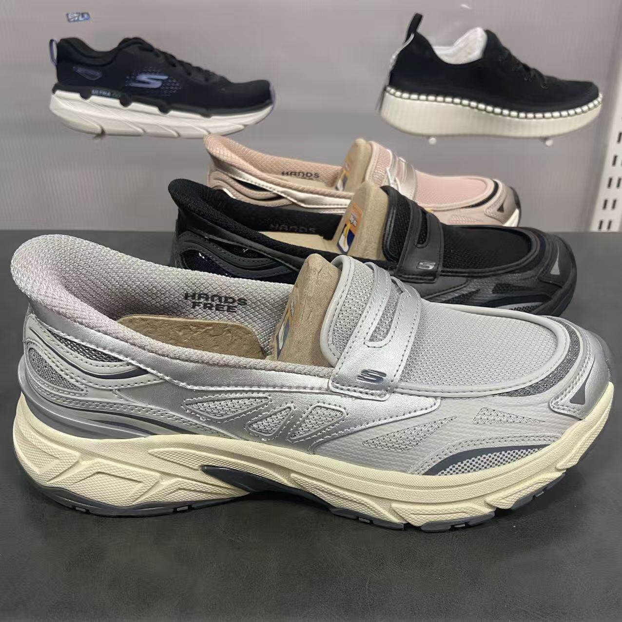 Skechers斯凯奇2025新款女士透气轻质舒适一脚蹬浅口老爹鞋150715
