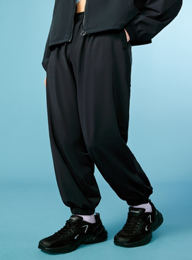 Skechers斯凯奇黑色束脚裤女2024夏季速干抗紫外线运动裤L224W075