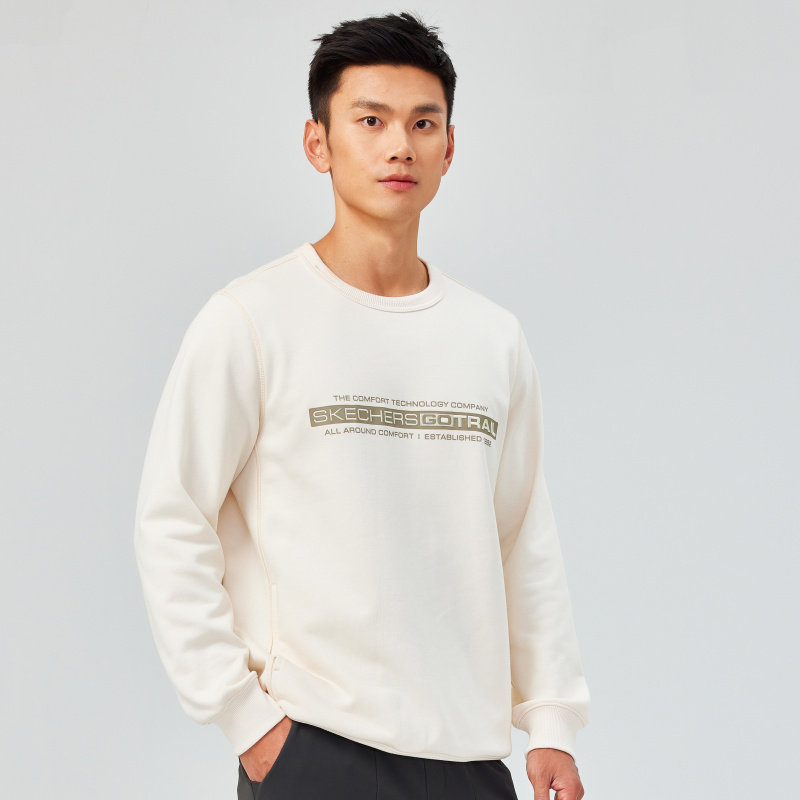 Skechers斯凯奇新款男士舒适休闲保暖亲肤针织套头卫衣L424M002