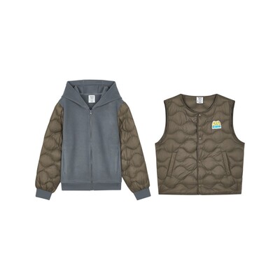 套装针织外套+梭织羽绒背心