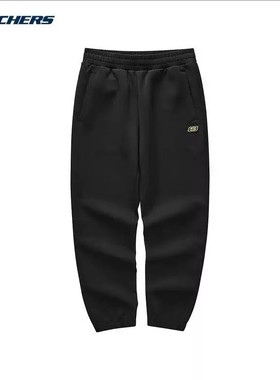 斯凯奇新年系列男子长裤户外运动透气针织宽松黑色休闲裤L124M028