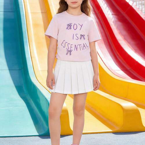 Skechers斯凯奇夏季女童糖果女孩系列立体蝴蝶短袖T恤衫L226G055