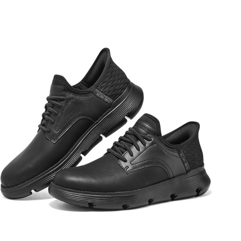 Skechers斯凯奇男子闪穿系列易穿脱皮面商务通勤休闲鞋皮鞋205046