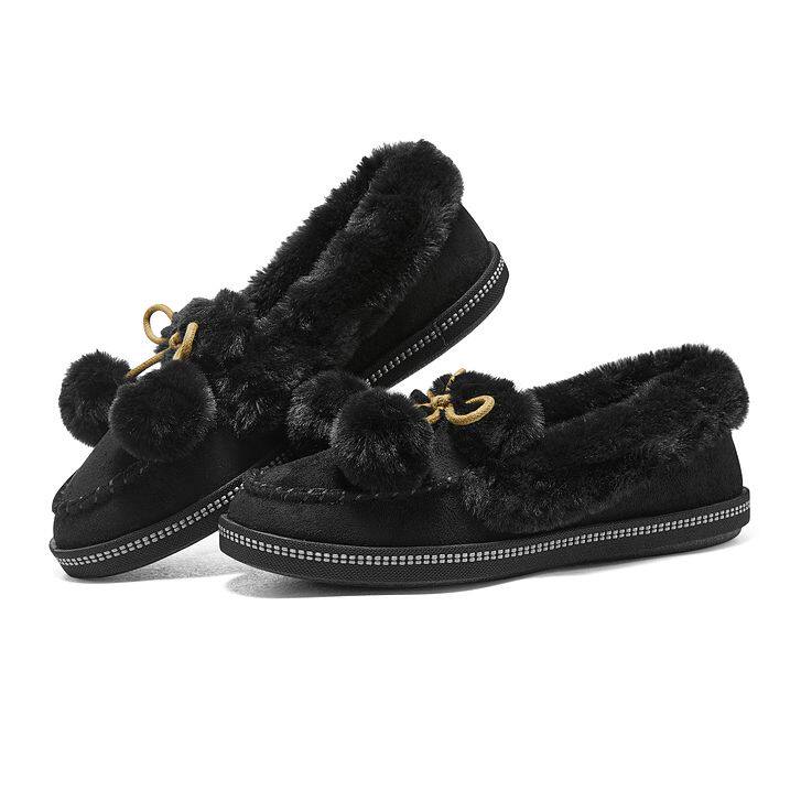 Skechers斯凯奇女士低帮一脚蹬舒适保暖休闲浅口单鞋毛毛鞋169000