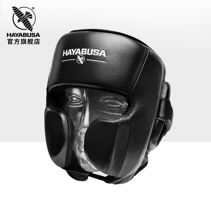 HAYABUSA 隼拳击护头套真皮散打系绳专业训练封闭式护搏击头盔