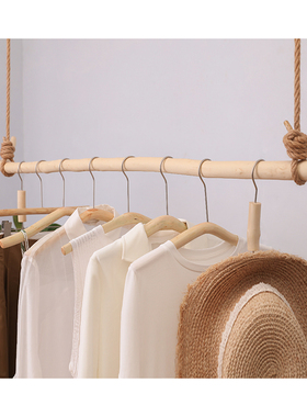 服装店原木树枝挂衣架橱窗悬挂吊顶衣服展示架民宿装饰吊架挂衣杆
