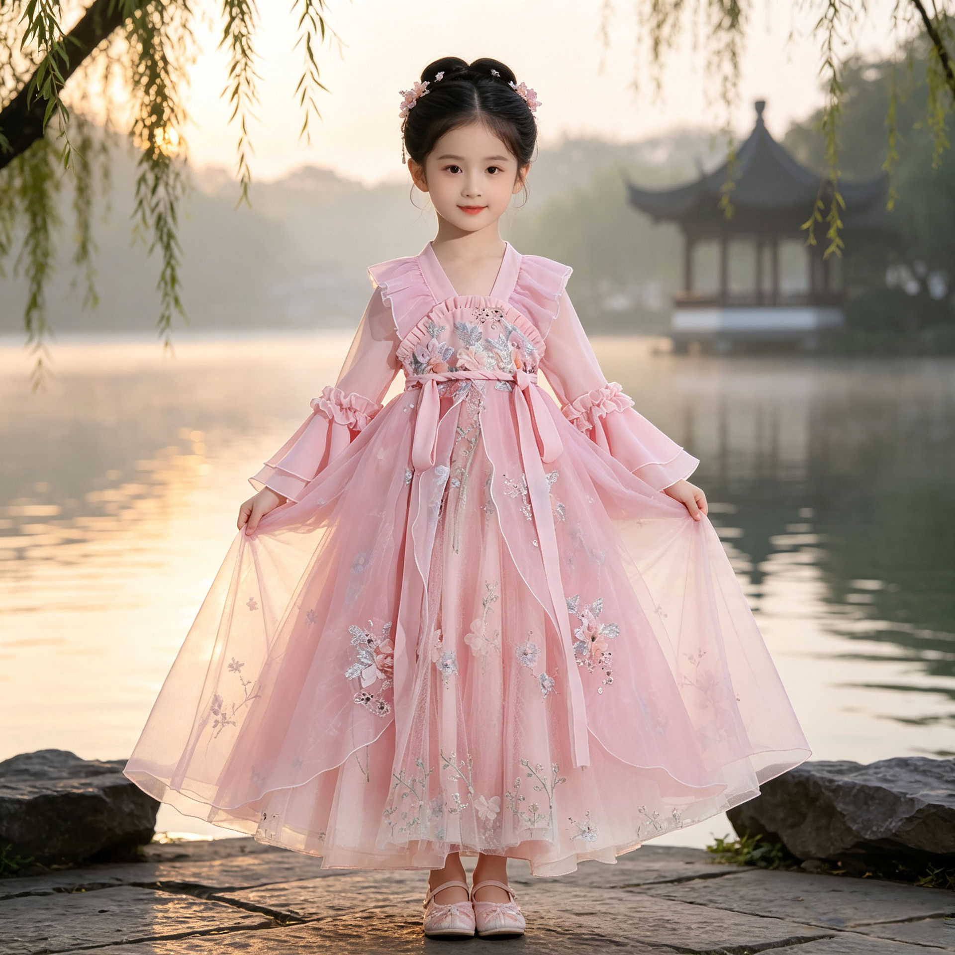 汉服女儿童古风超仙公主连衣裙广袖襦裙女孩甜美可爱国风拍照表演
