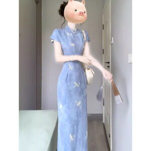 新中式改良旗袍碎花长裙夏季