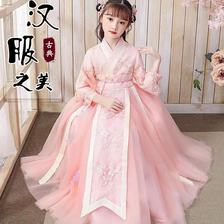 2025新款女童秋冬加绒汉服连衣裙