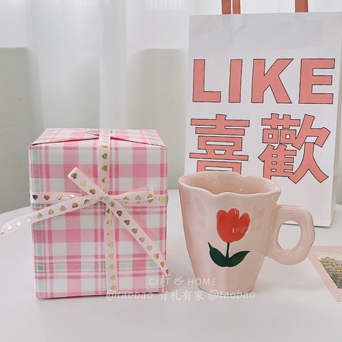 奶油色手捏马克杯陶瓷小众设计