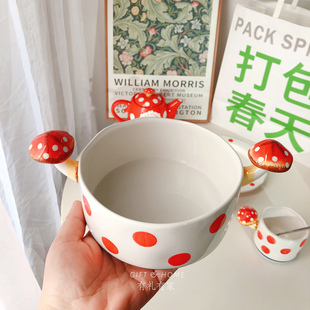 可爱童话风蘑菇茶壶陶瓷杯子套装碗盘子一壶一杯茶具结婚乔迁礼物