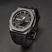 小款 适用于卡西欧GMAS2100正品 改装 离岸黑金表壳氟胶带适用细手腕